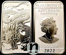 DRAGON RECTANGULAR / RECHTECK - Australien 2022 - 1 Oz Silber 9999 - Münzbarren