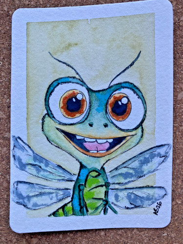 Aceo original gemälde libelle - gemälde,