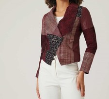 Lederjacke rot 48 Damen Jacke Lederjacke Patch-Design bordeaux UVP:599€ -.2999