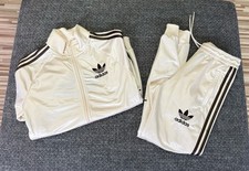 adidas Chile 62 Shiny Tracksuit Weiss Braun XS