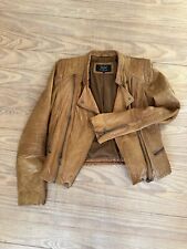 • Zara • Lässige Biker Leder Jacke Cognac Caramel Braun 38 Blogger Style TOP