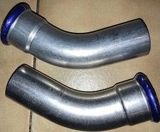 2 Edelstahl Pressfitting Bogen Ixa 42mm M-contur Geberit Mapress Kontur 1x Muffe