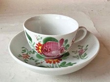 alt Wallendorf Thüringen Tasse Untertasse gebroch.Stab Ostfriesische Rose 18.Jhd