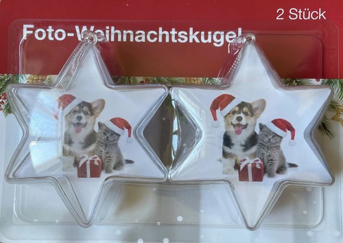 Foto weihnachtskugel stern - 2x,