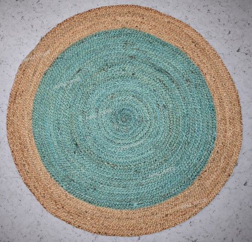 Jute teppich rund türkis - teppich,