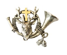 Anstecker jagdhorn hirschkopf - anstecker,
