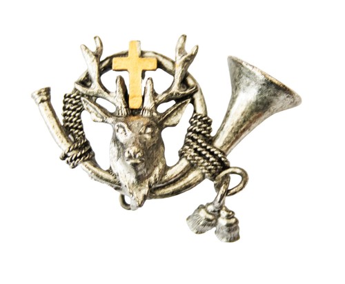 Anstecker jagdhorn hirschkopf - anstecker,