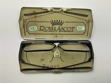 Faltbare Lesebrille, schwarzes Metallgestell, Royal Ascot, im Etui, 2,5 Diop.