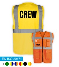 CREW Warnweste | Sicherheitsweste mit Funktionstaschen PREMIUM