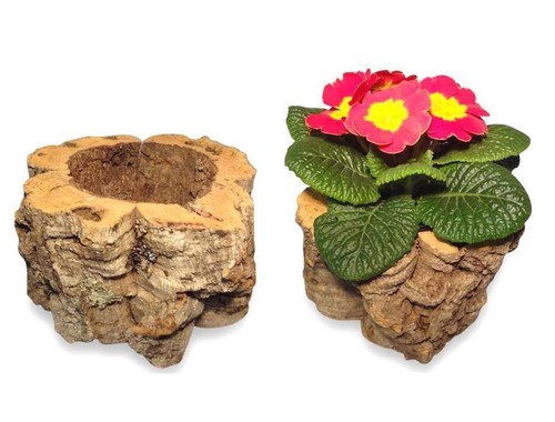 Blumenübertopf aus korkrinde - blumenübertopf,