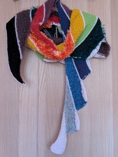 Schal Drachenschwanz Stricktuch Regenbogen Hippie Goa Rainbow Grobstrick 