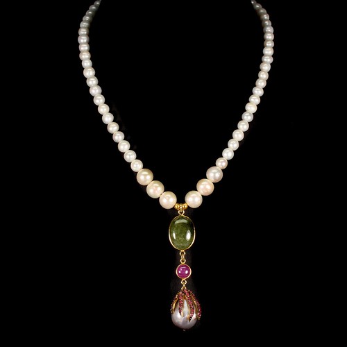 Perle saphir rubin collier - perle,