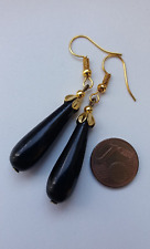 Lange Art Deco Stil Ohrringe Tropfen - goldf. - sehr alte Perlen - Ohrhaken neu