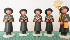 5 Kurrende Sänger mit Weihnachtsstern Erzgebirge 8 cm hoch fas Neu !