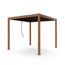 Pergola 3x3 Sonne Regen Schnee UV Holzoptik Gartenpavillon verzinkter Stahl