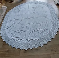 Tischdecke handarbeit größe ca. 220×170 cm oval neuwertig sehr edeles Stück 
