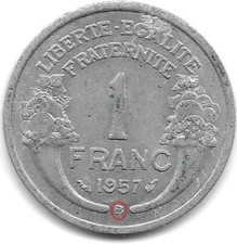 Frankreich 1 Franken, 1957 Münzzeichen "B" - Beaumont-le-Roger