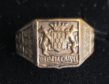 Antiker Siegelring . Metall . Wohl Frankreich um 1900. WAPPEN/Innengravur .gebr.