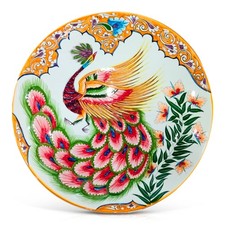 Ø 42 cm Feuervogel Usbekischer Lagan Rischtan Keramik Teller Schale Лаган Ляган