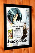 .hack//Sign Anime Manga altes kleines seltenes Poster / Werbung Kunst Seite gerahmt