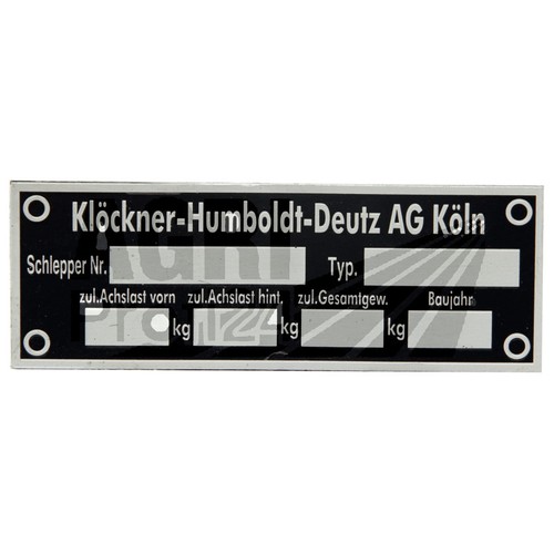 Typenschild für