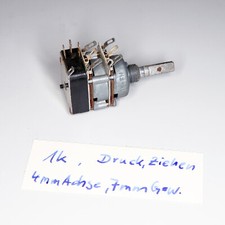 Potentiometer Poti Dreh-Widerstand lin mono 1 k kOhm Druckschalter 4mm Achse