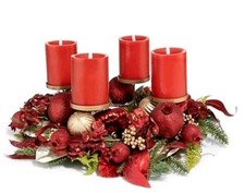 Lumida Xmas Adventskranz Rot Gold Schwarz ELAMBIA Led KERZEN Timer QVC