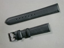 echt Leder Uhrenarmband Schwarz Seidenmatt 18mm stabile Edelstahlschließe 7702
