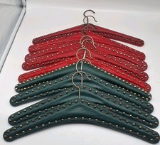 9 Nieten Kleiderbügel Garderoben Bügel - Kunstleder rot 50s 60s Rockabilly