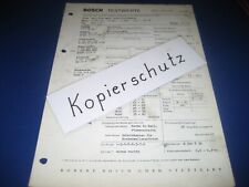 BMW ( Glas ) 3000 V 8 Bj. ab 01. 1967 -  orig. Bosch Testwerte Blatt