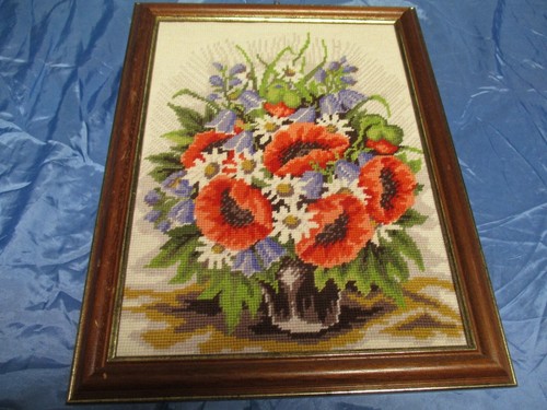 Wandbild stickerei blumen - stickerei,
