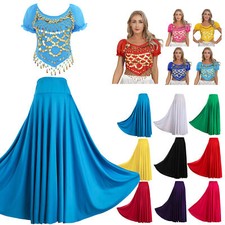 Damen Bauchtanz Oberteil Crop Tops Flamenco Rock High Waist Swing Rock Kostüm