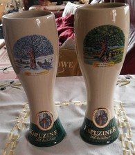 Set 2x Kapuziner Weißbierkrug,Sammlerkrug,Steinzeug,Sommer,Winter. 