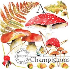 20 Servietten Champignons Pilze Blätter Herbst Tischdeko Steinpilz Wald 33x33cm