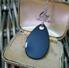 Thomas Sabo 925 Sterling Silber Halskette, schwarzer Onyx Anhänger, große Träne 