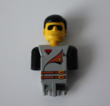 LEGO® 1 x männliche Oberteil Figur mit Groß Kopf mit schwarz Haar, grau gelb