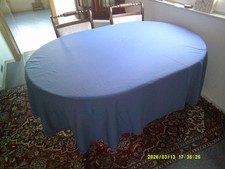 Tischdecke oval blau glatt