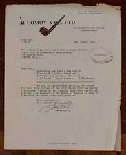 1964 H. Comoy & Co Ltd Pfeifenmacher London EC1 Letter re Factories Act