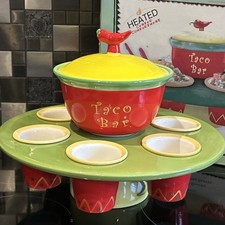 Fiesta Taco Bar Keramik beheiztes Buffet Set mexikanische Servierschalen 