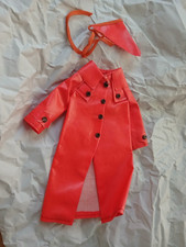 "Barbie" Kleidung -Regen-Mantel in Rot mit Kopftuch  Vintage 70er Jahre