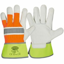 Rindvollleder Handschuhe HIVIS Größe 10,5 Warnschutz Lederhandschuhe orange gelb