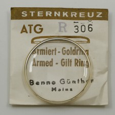 Uhrenglas Sternkreuz ATGR gewölbt armiert m vergoldetem Ring Armbanduhr Uhrglas