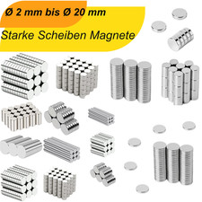 Extrem starke Neodym Scheiben Zylinder Magnete Rund Größe und Anzahl auswählbar