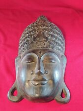Alte Große Buddha Maske Wandmaske Holz Kopf handgeschnitzt Handarbeit Deko(1708)