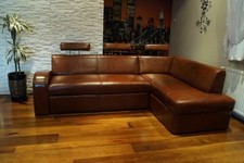 Italienisches Leder Ecksofa 100% Echt Leder Sofa Eckcouch mit Bettfunktion