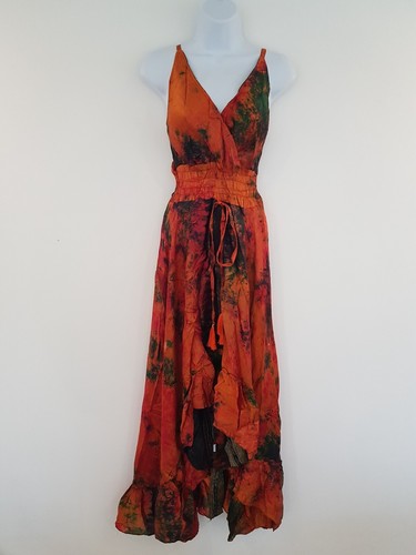 Orange seide kleid - orange,