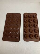 2 Silikonformen für Praline etc: 15f. Guglhupf + 24f. Dekoblätter -60..230° *NEU