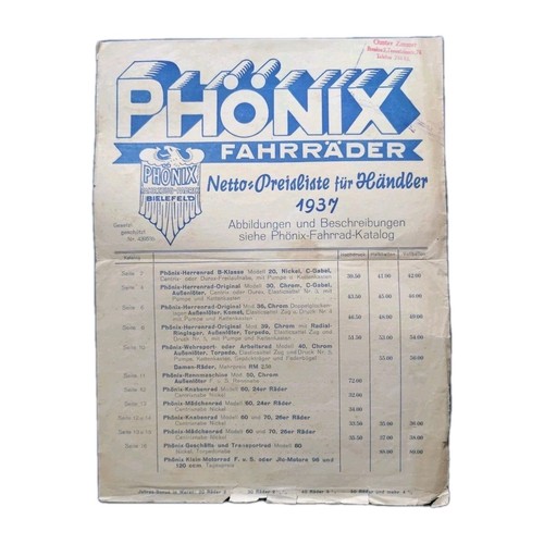 Alter prospekt preisliste - alter, 1937