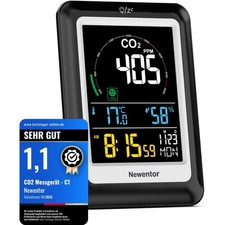 CO2 Messgerät, Luftqualität, Alarm, Lüftung, USB, Batteriebetrieb, modern