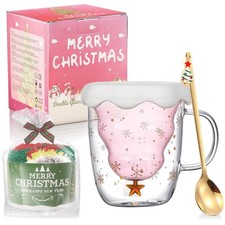 Weihnachtliche Glastasse Rosa
